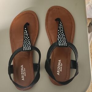 Arizona Jean Company Black Sandals with Rhinestones